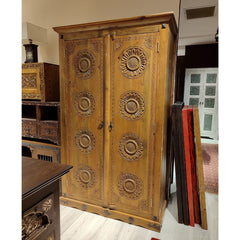 Indian Hand Carved Solid Wooden Cupboard Wardrobe D38 Indian Hand Carved Solid Wooden Cupboard Wardrobe D38