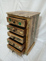 Liberty Reclaimed Wood Boat Timber Small Tallboy Chest of 5 Drawers 45x38x75cm Liberty Reclaimed Wood Boat Timber Small Tallboy Chest of 5 Drawers 45x38x75cm