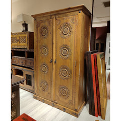 Indian Hand Carved Solid Wooden Cupboard Wardrobe D38 Indian Hand Carved Solid Wooden Cupboard Wardrobe D38