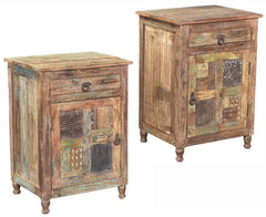 Rainbow Block Print Reclaimed Boat Wood 1 Door Bedside Table Rainbow Block Print Reclaimed Boat Wood 1 Door Bedside Table