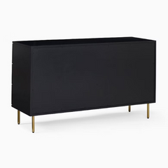 The Attic Lisbon Wood and Cane Sideboard Chest of Drawer Black The Attic Lisbon Wood and Cane Sideboard Chest of Drawer Black