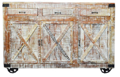 Metal Factory Industrial Sideboard on Wheels Whitewash Metal Factory Industrial Sideboard on Wheels Whitewash