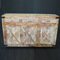 Metal Factory Industrial Sideboard on Wheels Whitewash Metal Factory Industrial Sideboard on Wheels Whitewash