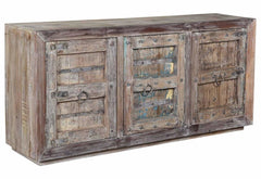Antique Vintage 3 Door Sideboard In Scrap Wood India Brocante Antique Vintage 3 Door Sideboard In Scrap Wood India Brocante
