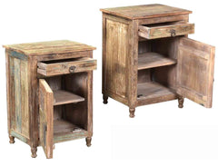 Rainbow Block Print Reclaimed Boat Wood 1 Door Bedside Table Rainbow Block Print Reclaimed Boat Wood 1 Door Bedside Table