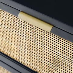 The Attic Lisbon Wood and Cane Sideboard Chest of Drawer Black The Attic Lisbon Wood and Cane Sideboard Chest of Drawer Black