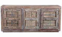 Antique White Wash Vintage 3 Doors Sideboard In Scrap Wood Antique White Wash Vintage 3 Doors Sideboard In Scrap Wood