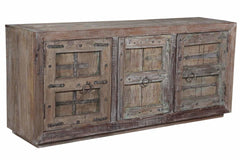 Antique White Wash Vintage 3 Doors Sideboard In Scrap Wood Antique White Wash Vintage 3 Doors Sideboard In Scrap Wood