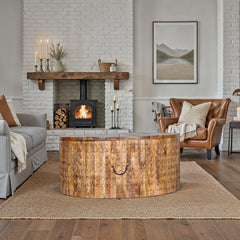 Hand Carved Solid Wood Round Coffee Table With Storage C1 Hand Carved Solid Wood Round Coffee Table With Storage C1