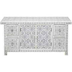 Bone Inlay 4 Drawers And 2 Door Buffet Sideboard Snowflake Grey Bone Inlay 4 Drawers And 2 Door Buffet Sideboard Snowflake Grey