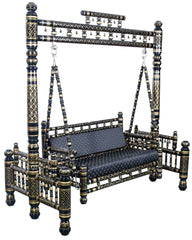 Antique Indian Hand Carved Black and Gold Painted Swing Antique Indian Hand Carved Black and Gold Painted Swing