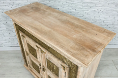 Antique Indian Brass Work Hand Carved Solid Wooden Sideboard Natural 101x45x95cm A087  -   Antique Indian Brass Work Hand Carved Solid Wooden Sideboard Natural 101x45x95cm A087  -
