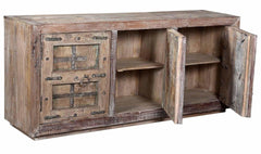 Antique White Wash Vintage 3 Doors Sideboard In Scrap Wood Antique White Wash Vintage 3 Doors Sideboard In Scrap Wood