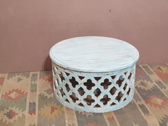 Bristol Indian Solid Wood Round Coffee Table Blue tone 80x80x40 cm Bristol Indian Solid Wood Round Coffee Table Blue tone 80x80x40 cm