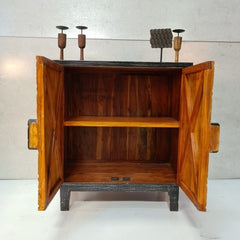 Handcrafted Indian Furniture Carved Solid Hard Wood 2 Doors Cabinet Black Handcrafted Indian Furniture Carved Solid Hard Wood 2 Doors Cabinet Black