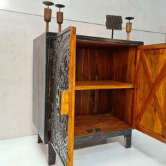 Handcrafted Indian Furniture Carved Solid Hard Wood 2 Doors Cabinet Black Handcrafted Indian Furniture Carved Solid Hard Wood 2 Doors Cabinet Black