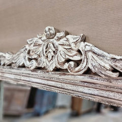 Handcrafted Carved Solid Wood Indian Furniture Mirror Frame Rustic White 100x2x145cm Handcrafted Carved Solid Wood Indian Furniture Mirror Frame Rustic White 100x2x145cm