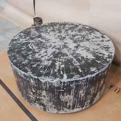 Handmade Indian Hand Carved Solid Hard Wood Drum Coffee Table in Rustic Black100x100x45Cm Handmade Indian Hand Carved Solid Hard Wood Drum Coffee Table in Rustic Black100x100x45Cm