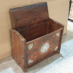 Handmade Indian Furniture Old Wood Blanket Storage Box Painted in Brown Handmade Indian Furniture Old Wood Blanket Storage Box Painted in Brown