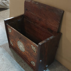 Handmade Indian Furniture Old Wood Blanket Storage Box Painted in Brown Handmade Indian Furniture Old Wood Blanket Storage Box Painted in Brown