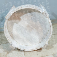 LENORE Tribal Grinder Round Coffee Table Whitewash LENORE Tribal Grinder Round Coffee Table Whitewash