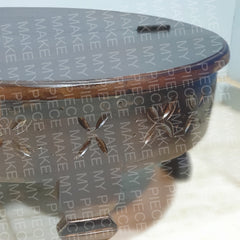 FARHANA Tribal Grinder Round Coffee Table Dark Brown FARHANA Tribal Grinder Round Coffee Table Dark Brown