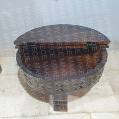 FARHANA Tribal Grinder Round Coffee Table Dark Brown FARHANA Tribal Grinder Round Coffee Table Dark Brown