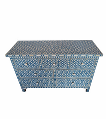 Maaya Bone Inlay Chest of Drawer Sideboard Blue Maaya Bone Inlay Chest of Drawer Sideboard Blue