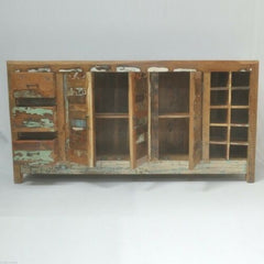 Reclaimed Wood Solid Wood 3Door & Drawer Sideboard Brown rustic 180x40x90cm Reclaimed Wood Solid Wood 3Door & Drawer Sideboard Brown rustic 180x40x90cm