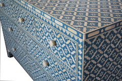 Maaya Bone Inlay Chest of Drawer Sideboard Blue Maaya Bone Inlay Chest of Drawer Sideboard Blue
