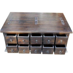 Boston Classic Wood Storage Coffee Table with 10 Drawers Chocolate Brown Boston Classic Wood Storage Coffee Table with 10 Drawers Chocolate Brown