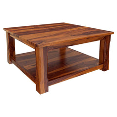 Indian Solid Wood Large Rustic Square Coffee Table Honey Brown Indian Solid Wood Large Rustic Square Coffee Table Honey Brown