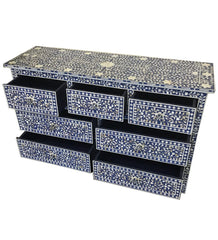 Midnight Blue Mother of Pearl 7 drawer chest sideboard Midnight Blue Mother of Pearl 7 drawer chest sideboard