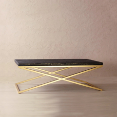 The Attic Magnus Elegant Marble and Iron Design Coffee Table Black and Gold The Attic Magnus Elegant Marble and Iron Design Coffee Table Black and Gold