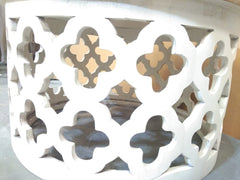 Bristol Indian Solid Wood Round Coffee Table White Top Natural 70cm Bristol Indian Solid Wood Round Coffee Table White Top Natural 70cm