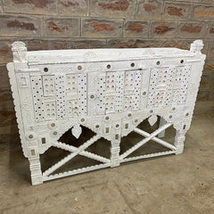 Indian Antique Tribal Hand Carved Art Wooden Damchiya White D Indian Antique Tribal Hand Carved Art Wooden Damchiya White D