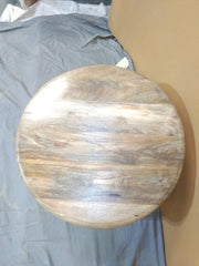 Bristol Indian Solid Wood Round Coffee Table White Top Natural 70cm Bristol Indian Solid Wood Round Coffee Table White Top Natural 70cm