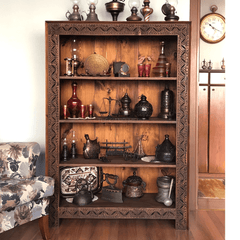 Indian Hand Carved Solid Wood Bookshelf B5 Indian Hand Carved Solid Wood Bookshelf B5