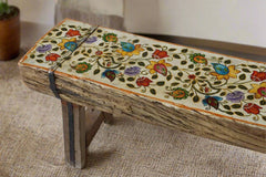 Avani Hand Painted Vintage Wooden Bench B8 Avani Hand Painted Vintage Wooden Bench B8