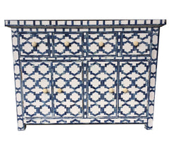 Maaya Bone Inlay Chest sideboard Blue and White Geometric Maaya Bone Inlay Chest sideboard Blue and White Geometric