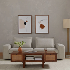 Rattan Elegance Series Mango Wood Cane Coffee Table with Drawers 140x76x45Cm Rattan Elegance Series Mango Wood Cane Coffee Table with Drawers 140x76x45Cm