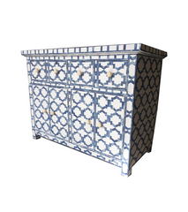 Maaya Bone Inlay Chest sideboard Blue and White Geometric Maaya Bone Inlay Chest sideboard Blue and White Geometric