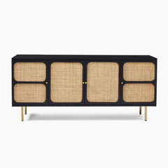 The Attic Lisbon Solid Wood and Cane Sideboard Black The Attic Lisbon Solid Wood and Cane Sideboard Black