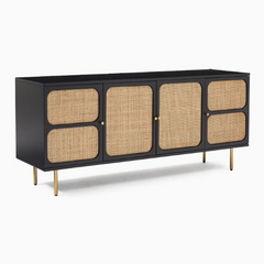 The Attic Lisbon Solid Wood and Cane Sideboard Black The Attic Lisbon Solid Wood and Cane Sideboard Black