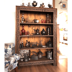 Indian Hand Carved Solid Wood Bookshelf B5 Indian Hand Carved Solid Wood Bookshelf B5
