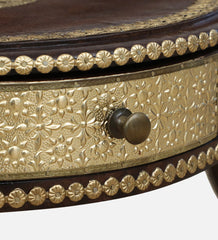 Shanti Surprise Solid Wood End Table In Walnut Finish With Drawer Shanti Surprise Solid Wood End Table In Walnut Finish With Drawer