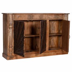 Indian Hand Carved Solid Hard Wood 3 Door Sideboard C16 Indian Hand Carved Solid Hard Wood 3 Door Sideboard C16