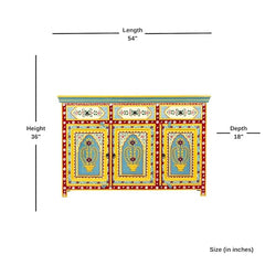 Hand Painted Mango Wood Sideboard In Multi-Colour Hand Painted Mango Wood Sideboard In Multi-Colour