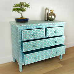 Mother of Pearl Chest of Drawer Sideboard Blue Mother of Pearl Chest of Drawer Sideboard Blue