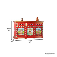 Hand Painted Mango Wood Sideboard In Multi-Colour Hand Painted Mango Wood Sideboard In Multi-Colour
